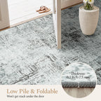Rugflix 9x12 Area Rugs for Living Room, Washable Blue Grey Large Rug