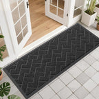 OLANLY Front Door Mat Indoor Outdoor Entrance, Waterproof All-Season, All-Weather Doormat, Sturdy Natural Rubber, Low Profile, Easy Clean Patio Porch Entryway Mat, Herringbone Brick (Black, 47x17)