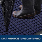 Smiry Front Door Mat Outside Entrance, Heavy Duty Natural Rubber Doormat, Non Slip, Trap Dirt and Moisture, Easy Clean, Low Profile Welcome Floor Mats for Indoor Outdoor Entry, 71x23 Inch, Navy Blue
