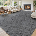 Area Rugs 10x14 for Living Room,Dark Grey Large Shaggy Plush Furry Rug