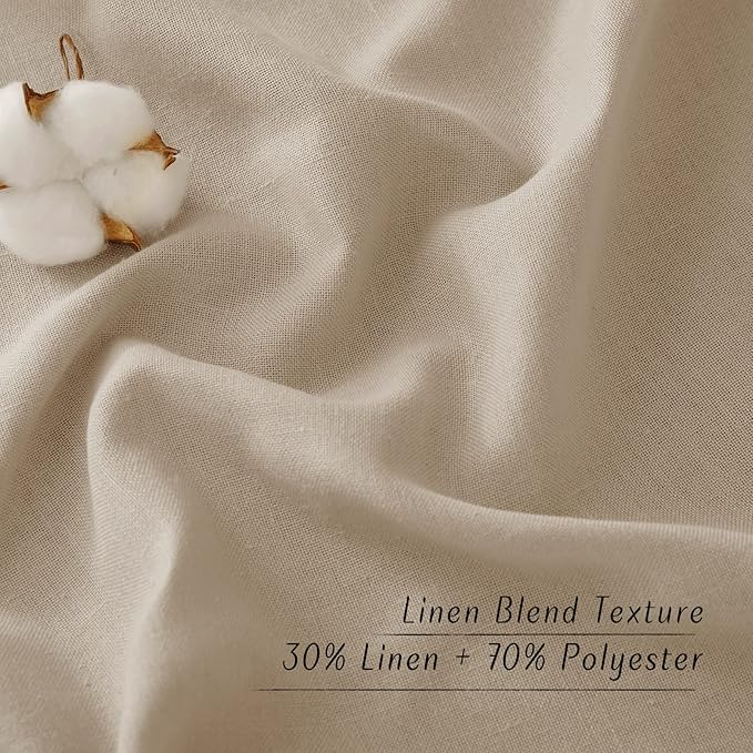 NICETOWN Thick Linen Blend 108 inches Long Curtains, Grommet Bedroom Window Treatments Privacy with Light Penetration Natural Linen Burlap for Living Room, Taupe, W55 x L108, 2 Panels