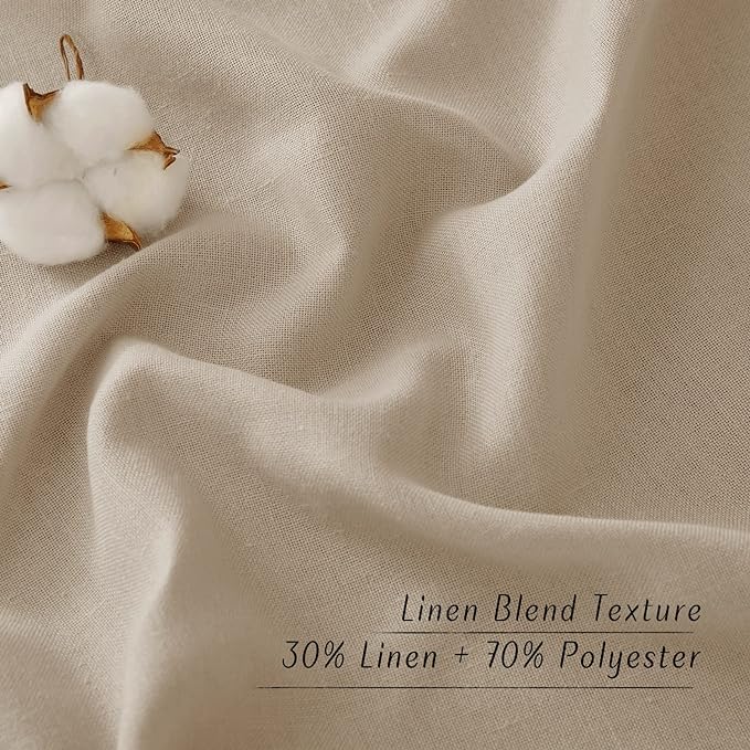 NICETOWN Flax Linen Taupe Window Curtains 63 inches Long, Grommet Linen Blend Drapes Privacy Assured with Light Through Window Treatments for Bedroom/Kids Room, W55 x L63, 2 Pieces