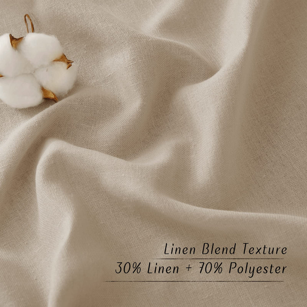 NICETOWN Thick Taupe Linen Curtains 90 inch Length 2 Panels Set, Grommet Semi Sheer Window Treatments Privacy Added with Light Filtering Drapes for Bedroom/Living Room, W55 x L90, 2 Panels