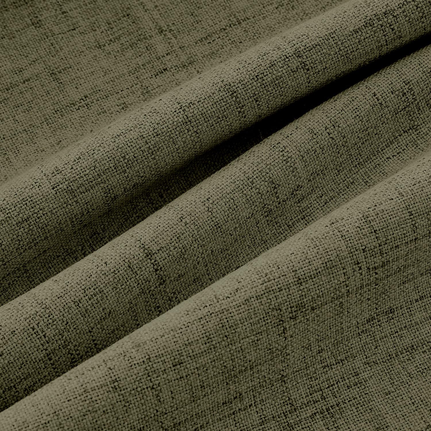 MIULEE 100% Blackout Linen Curtains 42 x 84 Inch Light Olive Green 2 Panels