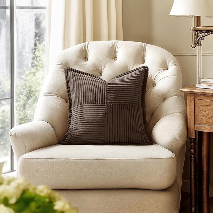 MIULEE Decorative Throw Pillow Covers for Couch 18x18 Inch Dark Brown