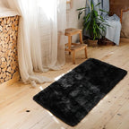 Amearea Shag Fluffy Small Rug, 2x4 Feet Throw Rugs for Bedroom Girls Living Room, Extra Soft and Fuzzy Shaggy Carpet, Non Slip, Solid Color Nursery Home Floor Decor Carpets, Black