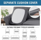 H.VERSAILTEX 4 Piece Stretch Sofa Covers for 3 Cushion Couch Covers for Living Room Furniture Slipcovers (Base Cover Plus 3 Seat Cushion Covers) Upgraded Thicker Jacquard Fabric (Sofa, Grey)