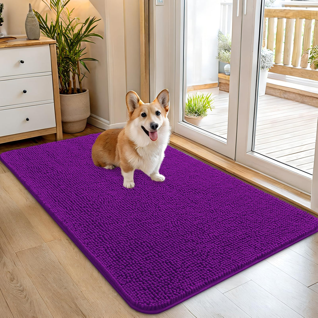 OLANLY Dog Door Mat for Muddy Paws 45x27, Super Absorbent Chenille Mud Mat