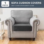 Couch Cover Stretch Velvet Sofa Cushion Cover 1-Piece - Elastic Washable Slipcover for Seat or Backrest, Couch Seat Covers for Sofas (Grey)