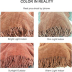 lifein Throw Blanket for Couch, Soft Boho Bed Throw,Cozy Burnt Orange Chenille Knitted Small Spring Lightweight Throw(Rust,50 * 60")