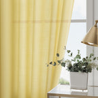 Yellow Linen Blend Drapes 84 Inch Length 2 Panels Set Back Tab Rod Pocket Light Filtering Privacy Semi Sheer Textured Curtain Neutral Farmhouse Decor for Living Room Bedroom Curtains 52x84