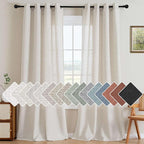 H.VERSAILTEX Natural Linen Grommet Curtains 84 Inch Length for Living Room 2 Panel Drape Semi Sheer Neutral Country Rustic Farmhouse Boho Curtain Bedroom Muslin Look Light Filtering, Heathered Natural