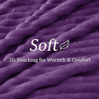 BEDELITE Twin Blanket for Couch & Bed, 300GSM Soft & Warm Fleece Blanket, Decorative and Giftable Striped Purple Blankets for Women, Men, 60"x80"