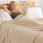 Exclusivo Mezcla Striped Fleece Throw Blanket for Couch, Sofa, Bed, 50"x60"