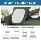 H.VERSAILTEX 3 Piece Stretch Sofa Covers for 2 Cushion Loveseat Couch Covers for Living Room Furniture Cover (Base Cover Plus 2 Seat Cushion Covers) Thicker Jacquard Fabric(Medium, Bronze Green)