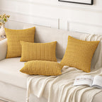 MIULEE Corduroy Decorative Throw Pillow Covers 20x20 Yellow Pack of 2