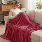 Exclusivo Mezcla Soft Fleece Blanket Twin Size for Bed, Deep Red