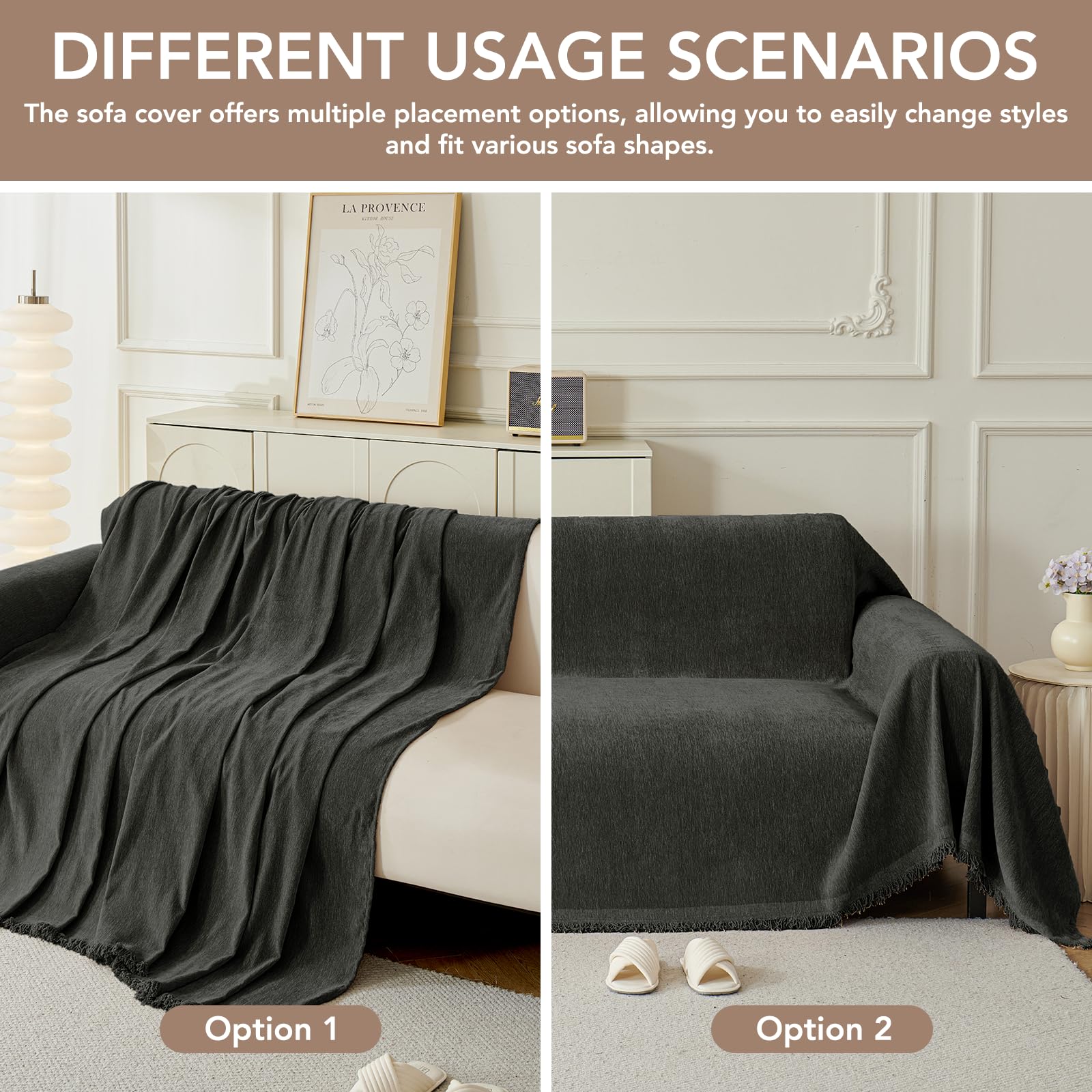 KaviKon Couch Cover for Sofa, Boho Sofa Covers Washable 3 Cushion for Dogs