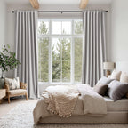 MIULEE 100% Blackout Linen Curtains 42 x 63 Inch Greyish White 2 Panels