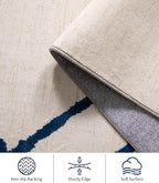 YIHOUSE Boho Rugs for Living Room, 8x10 Western Beige and Blue Area Rug, Moroccan Geometric Soft Low-Pile Washable Rugs for Bedroom, Dining Room