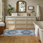 RELEANY Washable Area Rug, Runner 2'x5', Grey/White/Beige