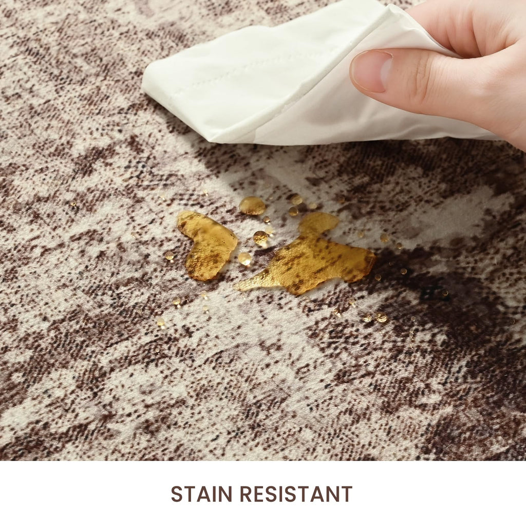 2x6 Brown Rug Runners for Hallways Kitchen Runner Rug Non Slip Washable Coffee Long Runner Rugs with Rubber Backing Soft Abstract Carpet Runner for Bedroom, Kitchen, Bathroom, Entryway