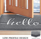 BeneathYourFeet Door Mat (36"x24",Grey) Welcome Mat Low Profile Front Doormat Indoor Outdoor Door Non Slip Rugs for Entryway, Patio, High Traffic Areas