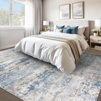 Area Rugs 8x10 for Living Room: Washable Rug Modern Abstract Neutral Soft Non-Slip Low-Pile Indoor Large Carpet for Bedroom Dining Room Playroom Home Office (Light Blue Brown, 8'x10')