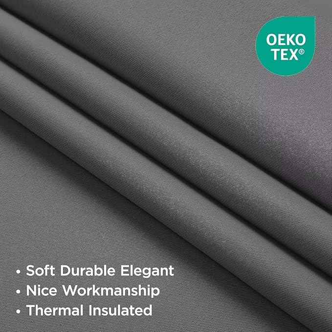 Joydeco Blackout Curtains 95 Inch Length 2 Panels Set, Thermal Insulated Long Curtains& Drapes 2 Burg, Room Darkening Grommet Drapes for Living Room Bedroom Window (Light Grey, W52 x L95 Inch,)