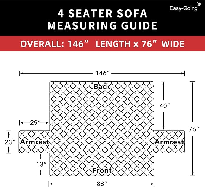 Easy-Going Reversible Couch Cover, 4 Seater Sofa, Gray/Light Gray