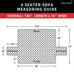 Easy-Going Reversible Couch Cover, 4 Seater Sofa, XX-Large Sofa, Cyan/Ivory