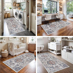 Hallway Washable Runner Rug - 3x6 Kitchen Rugs Entryway Rug Runner Vintage Soft Floor Mat Non Slip Indoor Farmhouse Carpet for Bathroom Living Room Bedroom (3 X 6, Brick)