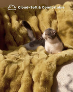 Ultra Soft Cozy Faux Fur Throw Blanket, Fuzzy Plush Thick Bubble Blanket, Oversize Luxury Fluffy Blanket for Couch, Bed, and Living Room, 60x80 Inches, Dark Yellow