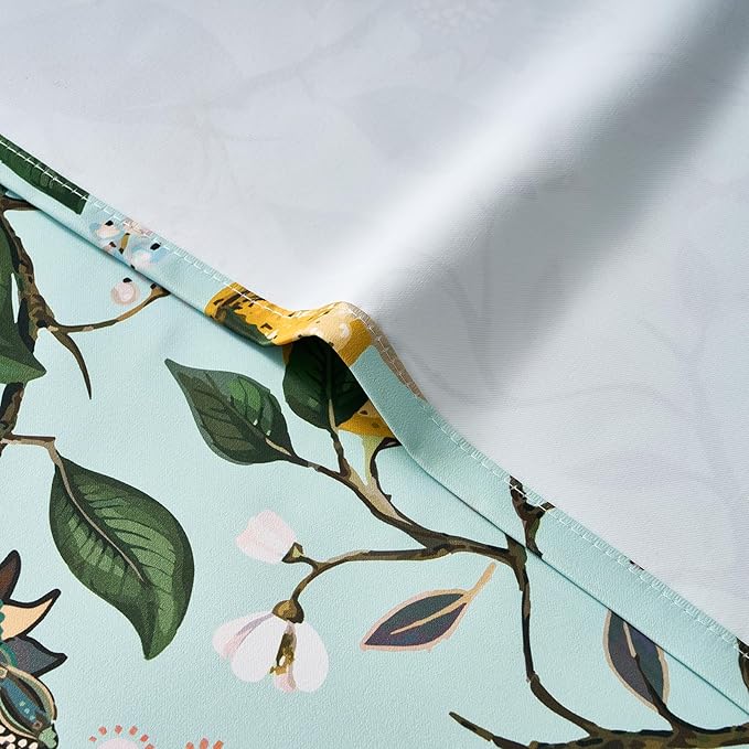 Topfinel 94 Inches Long Custom Floral Curtains Unique Cottagecore Whimsical Vintage Pretty Fun Flower Hummingbird Patterned Double Sided Grommet Print Drapes for Bedroom Living Room Dining Mint Green
