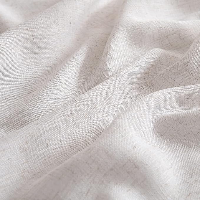 MIULEE White Linen Curtains 108 Inches Long for Bedroom Living Room, Soft Thick Linen Textured Window Drapes Semi Sheer Light Filtering Rod Pocket Back Tab Burlap Look Farmhouse Decor, 2 Panels