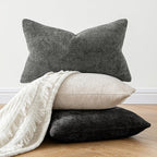MIULEE Pack of 2 Couch Throw Pillow Covers 20x20 Inch Neutral Beige Modern Boho Accent Decorative Pillow Covers Soft Chenille Farmhouse Cushion Covers for Home Decor Bed Sofa Living Room