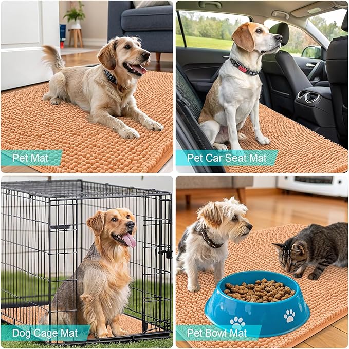 OLANLY Dog Door Mat for Muddy Paws 45x27, Super Absorbent Chenille Mud Mat