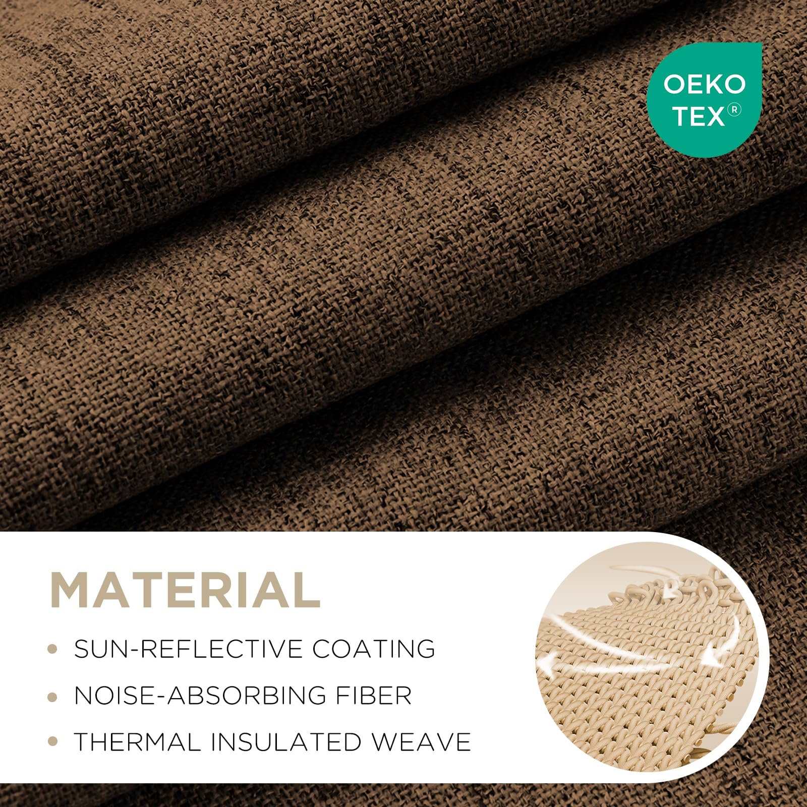 Joydeco Blackout Curtains for Bedroom - 120 Inch Long 100% Light Blocking 2 Panels Cappuccino Drapes, Thermal Insulated Room Darkening Curtains, Linen Textured for Living Room, Rod Pocket & Back Tabs