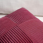 Fancy Homi 2 Packs Burgundy Lumbar Decorative Throw Pillow Covers 12x20 Inch for Living Room Couch Bed, Christmas Boho Home Decor, Soft Striped Corduroy Rectangle Accent Cushion Case 30x50 cm