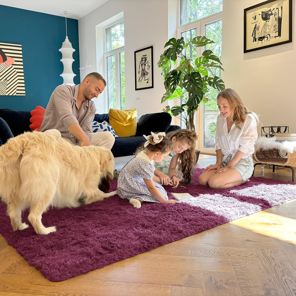 OLANLY 2x5 Machine Washable Runner Rugs for Hallway, Soft Fluffy Shaggy Bedside Rugs for Bedroom, Living Room, Indoor Floor Carpet for Kids Girls Boys, Nursery Rooms, Home Decor Aesthetic, Burgundy