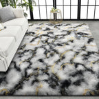 TWINNIS Super Soft Shaggy Rugs Fluffy Carpets, 6x9 Feet, Indoor Modern Plush Area Rugs for Living Room Bedroom Kids Room Nursery Home Decor, Upgrade Anti-Skid Rectangular Fuzzy Rug, Grey Gold