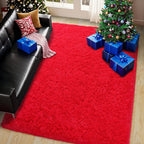 Pionblank Fluffy Area Rug for Bedroom 4x6 Feet, Indoor Plush Carpet, Red