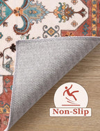 SERISSA Boho Washable Runner Rug, 2'6"x8' Non-Slip Vintage Orange Hallway Kitchen Runner Rug Ultra Soft Print Distressed Floor Carpet for Bedroom Bathroom Laundry Living Room