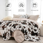 BEDELITE Cow Print Throw Blanket for Couch & Bed, 300GSM Cute Luxury Plush Cozy Fuzzy Blanket 50" x 60", Super Soft Warm Lightweight Throw Blanket for Travel Camping, Brown