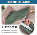 H.VERSAILTEX Super Stretch Individual Seat Cushion Covers - Sofa & Couch Cushion Slipcover Sets - Thick Jacquard Textured Twill Fabric (3 Piece XL Sofa Cushion Covers, Loden Frost)