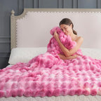 Cozy Bliss Faux Fur Throw Blanket for Couch, Fuzzy Soft Plush Thick Bubble Blanket for Sofa Bedroom Living Room, 60 * 80 Inches Tie Dye Pink