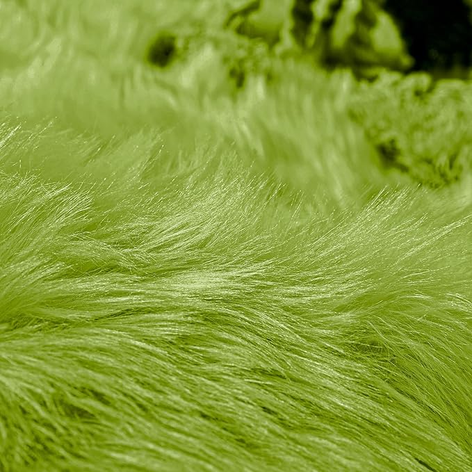 Goolela Lime Green Fluffy Fuzzy Fur Rug for Bedroom 2x3 Faux Sheepskin Area Rug Furry Shaggy Dorm Bedside Soft Washable Rectangle