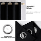 MIULEE 100% Blackout Linen Curtains for Bedroom 52x84 Inches Black