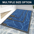 Colorxy Waterproof Doormat, Sturdy Natural Rubber Front Door Mats, Non Slip Low Profile Indoor Outdoor Entrance Mat, Stain Resistant Easy Clean Floor Mat for Patio or Entryway, 47''x24'', Light Blue