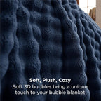 Bedsure 3D Fleece Bubble Blanket for Couch - GentleSoft Blue Twin Blanket for Sofa Bed Room Decor - Luxury Soft Cozy Gifts for Kids Girls, Lightweight, All Seasons, Navy Blue, 60"×80"